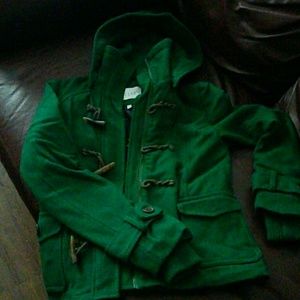 Green wool blend coat