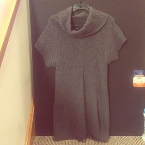 Gray fuzzy sweater dress