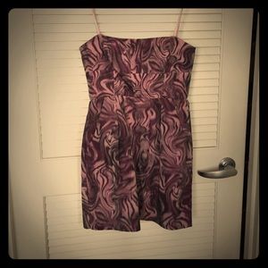 Strapless BCBG purple pattern dress