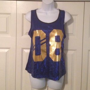 Royal Blue Sequin Varsity Tank