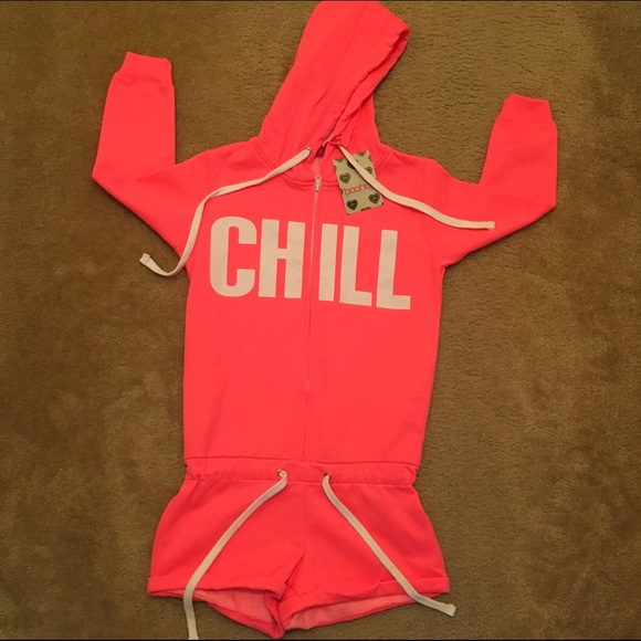 Boohoo Sweaters - Neon "Chill" Cotton Jumpsuit
