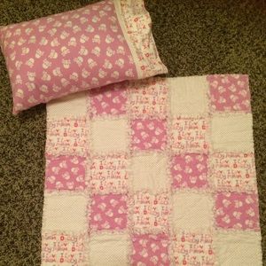 Handmade baby/toddler rag quilt and pillow set