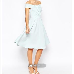 Asos off the shoulder skater dress mint