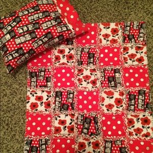 Handmade baby/toddler rag quilt and pillow set