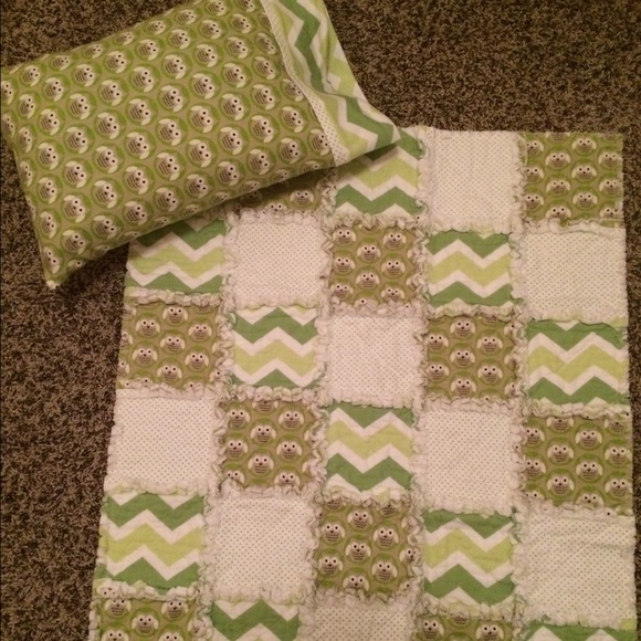 Other - Handmade baby/toddler rag quilt and pillow set