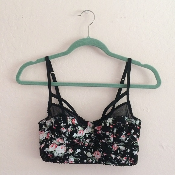 f21 floral strappy front bralette bustier