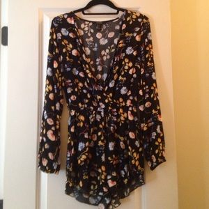 Floral f21 long sleeve romper