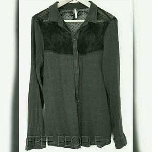 Free People 'Saddle Up' Lace Yoke Shirt