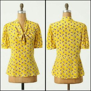 Anthropologie Lemon Lift Off Blouse