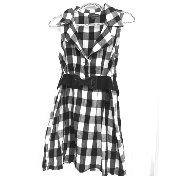 Black and White Belted Dress