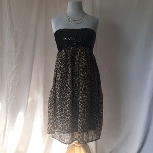 Black Sequence Leopard Dress