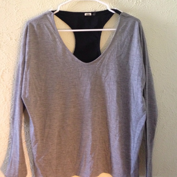 Love Tree grey and black sheer back long-sleeve