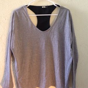 Love Tree grey and black sheer back long-sleeve