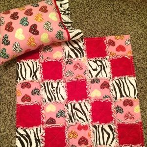 Handmade baby/toddler rag quilt and pillow set