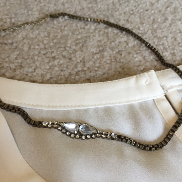 Antique brass glass crystal necklace