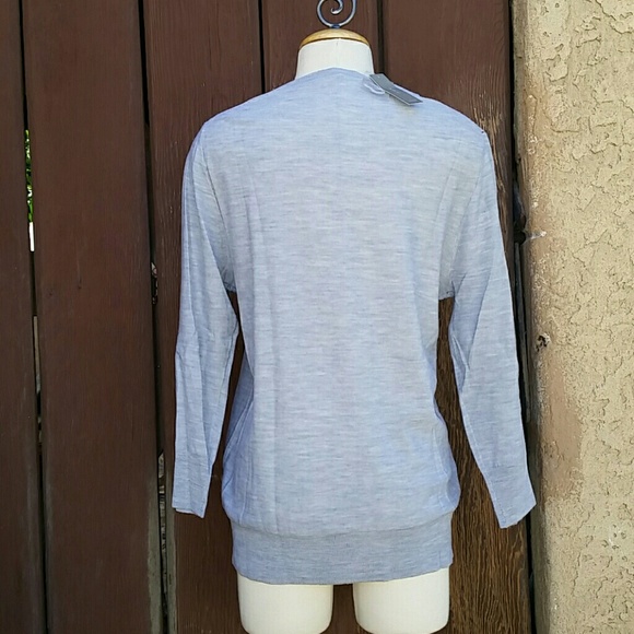 J. Crew Merino Tatted Lace Sweater Hthr Soft Grey - Picture 2 of 3