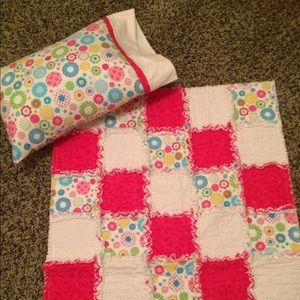 Handmade baby/ toddler rag quilt and pillow set