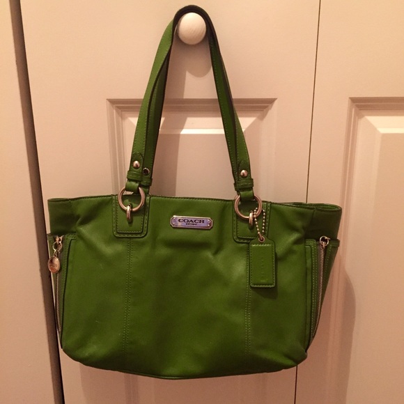 Green Leather Coach Tote
