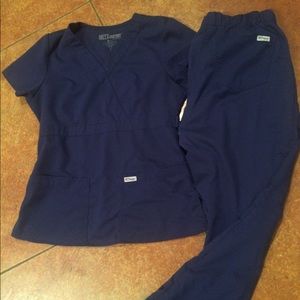 Navy blue Grey's Anatomy scrubs