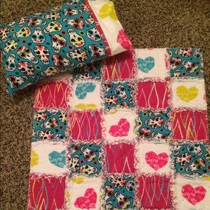 Handmade baby/toddler rag quilt and pillow set