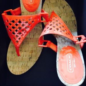 Coach patent leather sandals