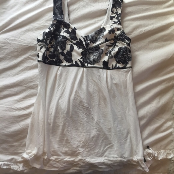 Floral black and white lulu tank