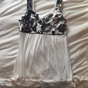 Floral black and white lulu tank