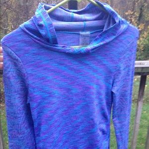 New! Hooded layering top with thumb holes.