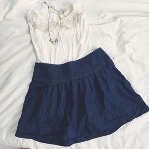 Flowy denim mini skirt