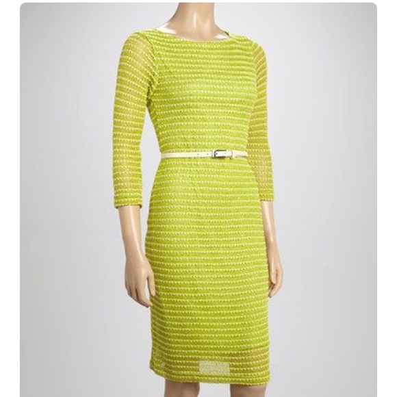 Sharagano Lime Belted Dress