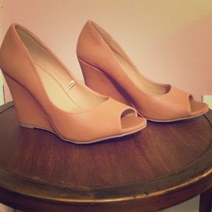 Tan/nude peep toe wedged heels!