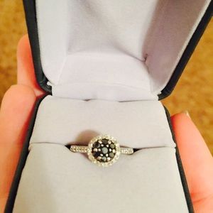 White and black diamond ring