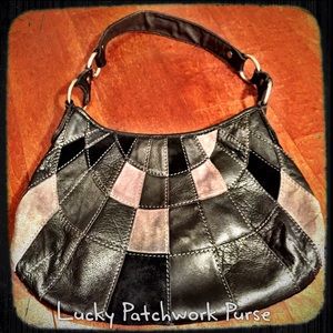 Lucky Brand Black and Gray Patchwork Purse!