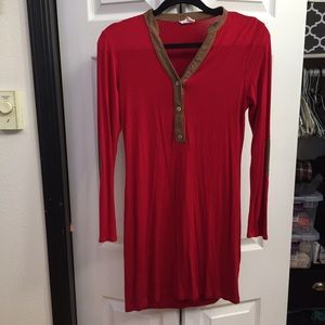 Red Dress with Elbow Patches
