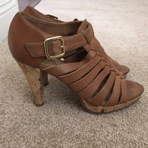 Chestnut Brown wood Heels