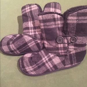 Plaid slipper boots