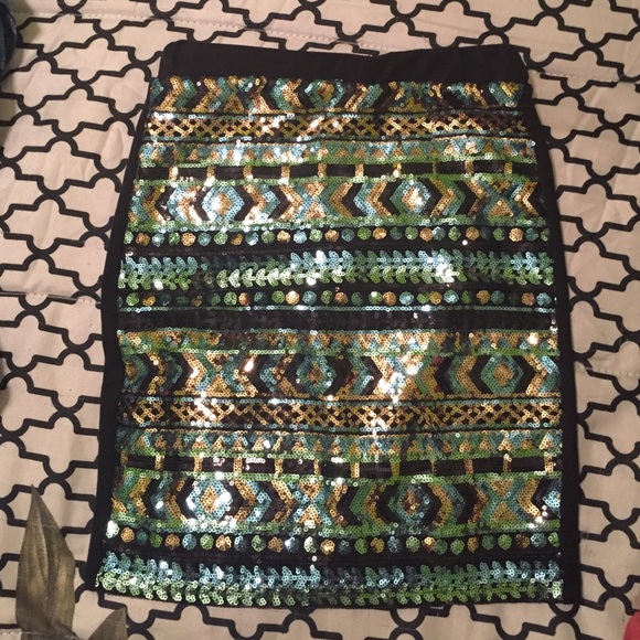 Sequined Aztec Pencil Skirt - Picture 1 of 3