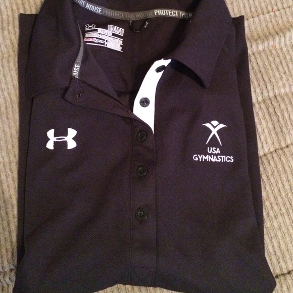 USA gymnastics under armour black polo