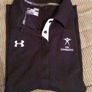 USA gymnastics under armour black polo