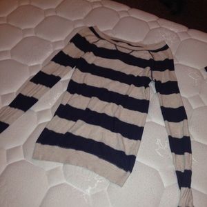 Navy and white striped sweater