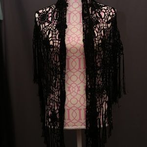 Black shawl crochet.