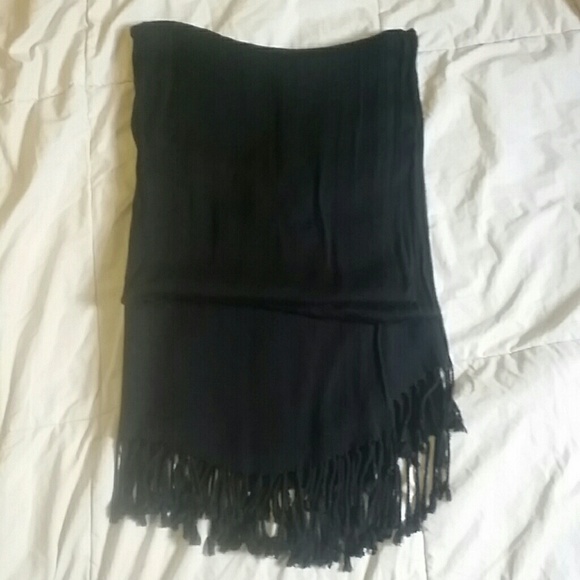 Black Shawl With Fringe Ends