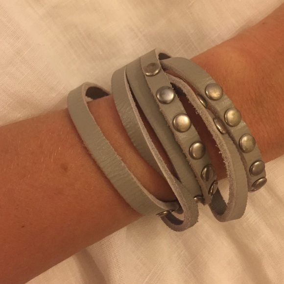 Grey leather bracelet