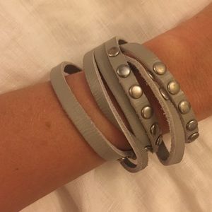 Grey leather bracelet