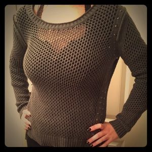 Gray Open Weave Sweater