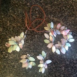 necklace, bracelet, and earnings as a set