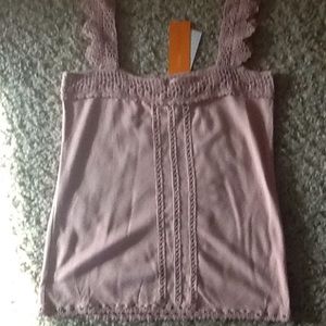 Pink top with crochet trim