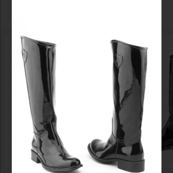 Aquatalia by Marvin K Black Patent Riding Boots