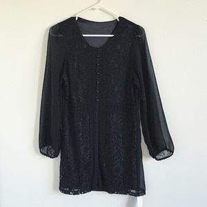 Black lace chiffon tunic