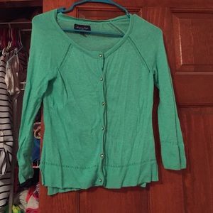 Teal American Eagle quarter-sleeve sweater